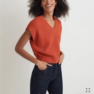 Madewell V-Neck Orange Sweater Vest
